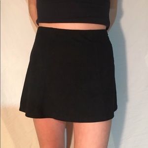 Black suede mini skirt!